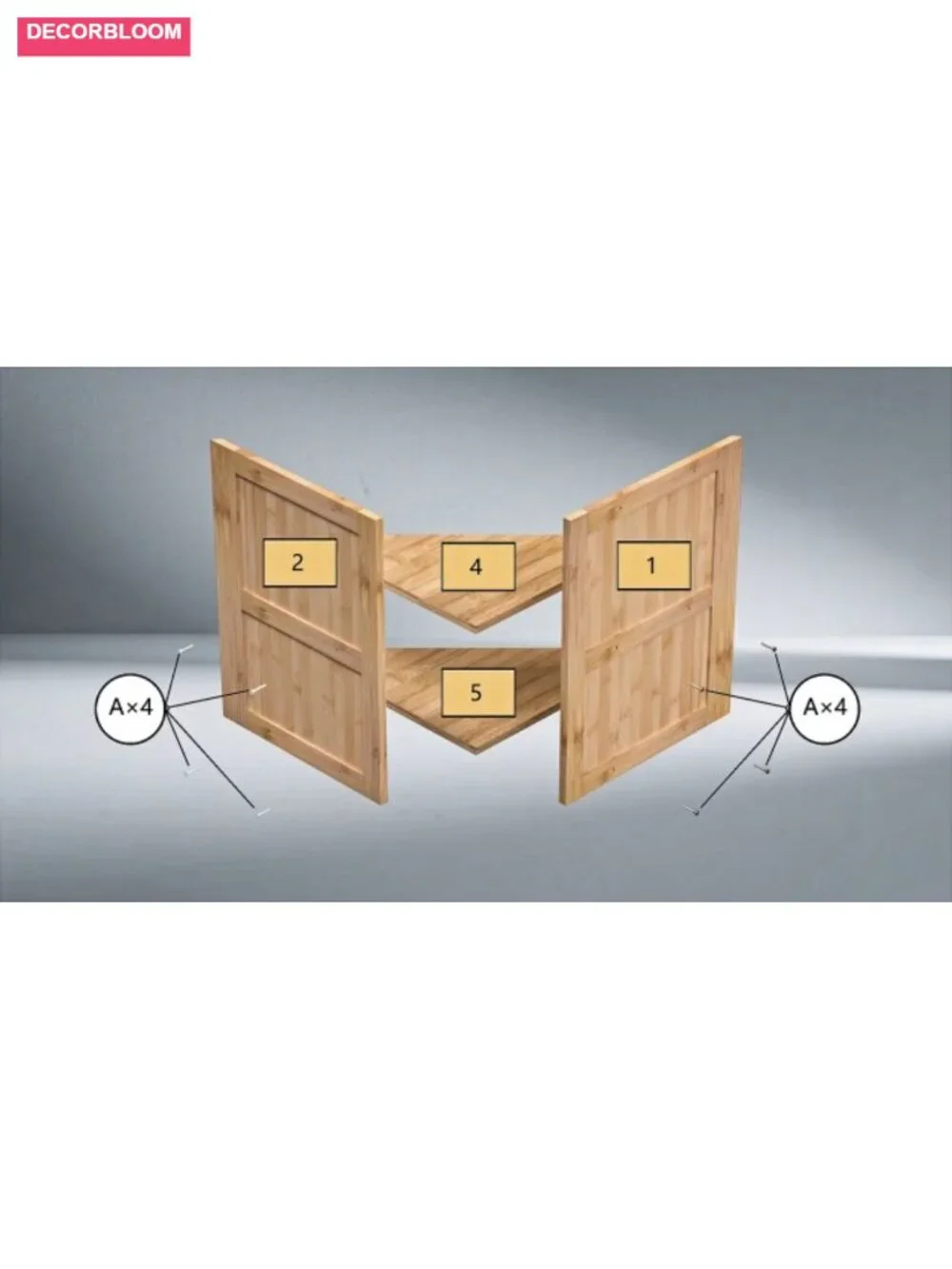 Double Layer Bamboo Bread Box with Double Doors for Kitchen Countertop